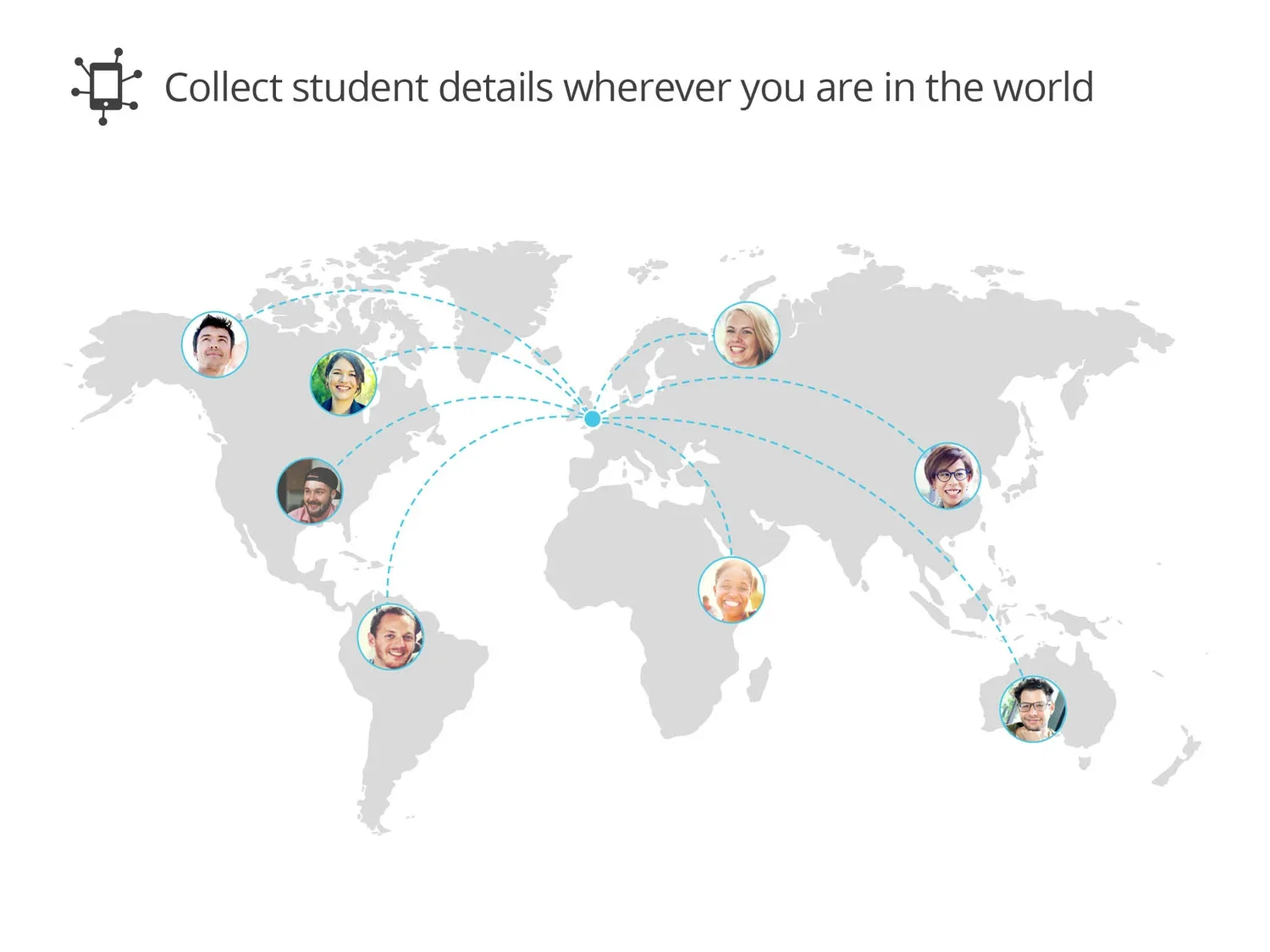 Student entering details on a tablet form for Mobile Event Pad