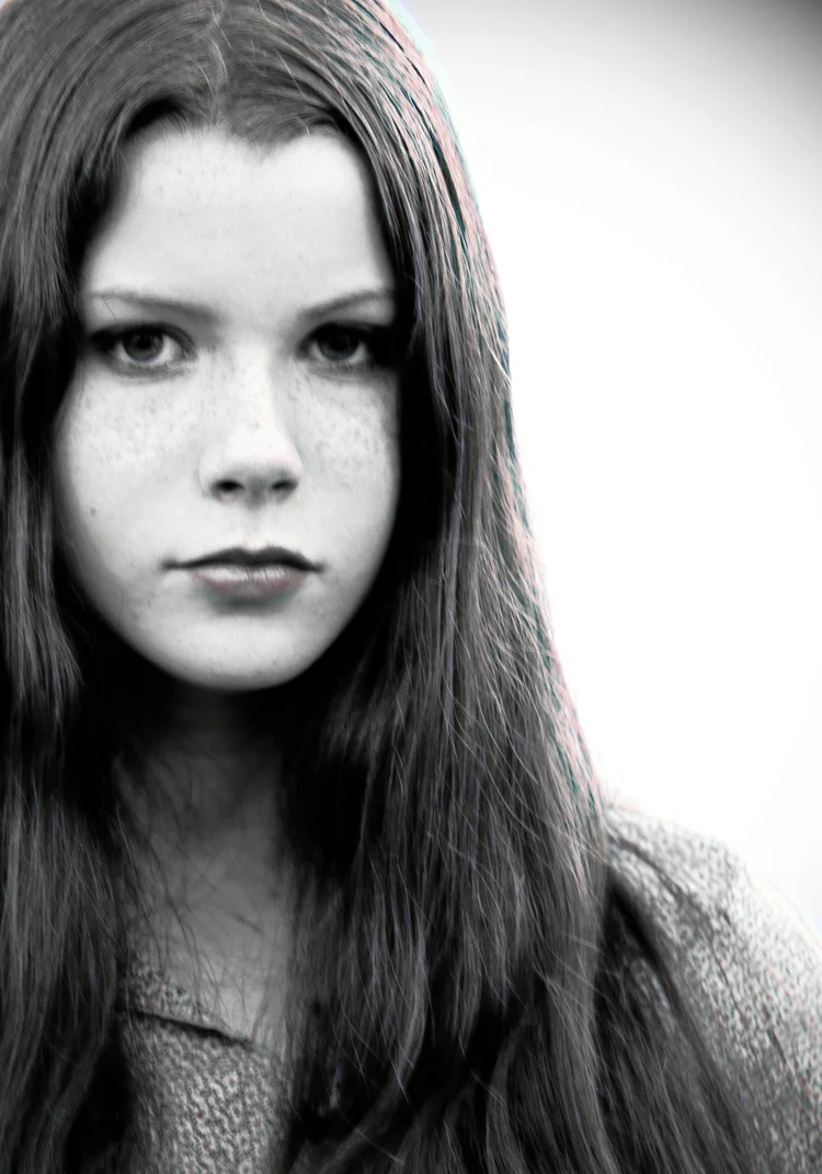 Young woman, black and white