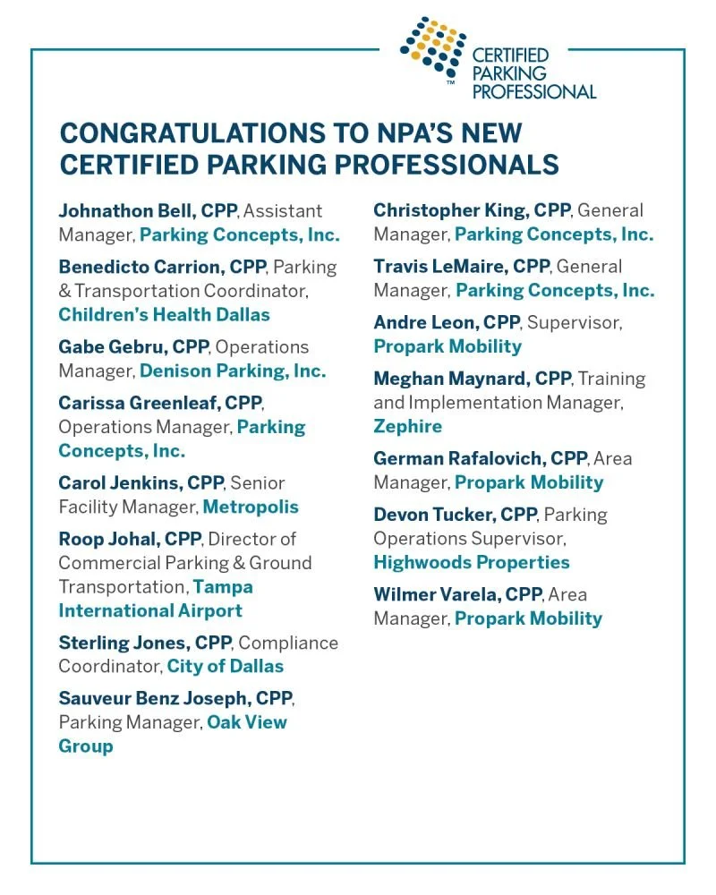 Certified Parking Professional recognition