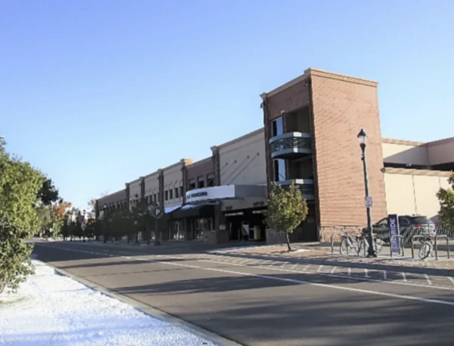 Parking facility building and street frontage in Colorado Springs