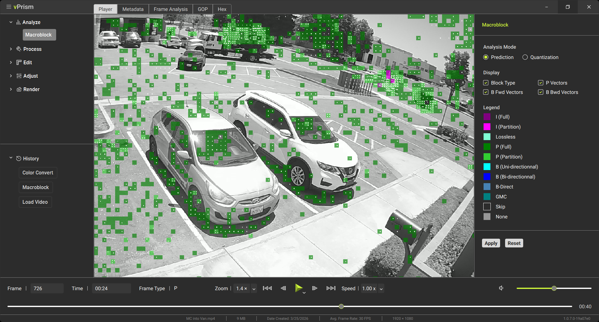 vPrism software interface