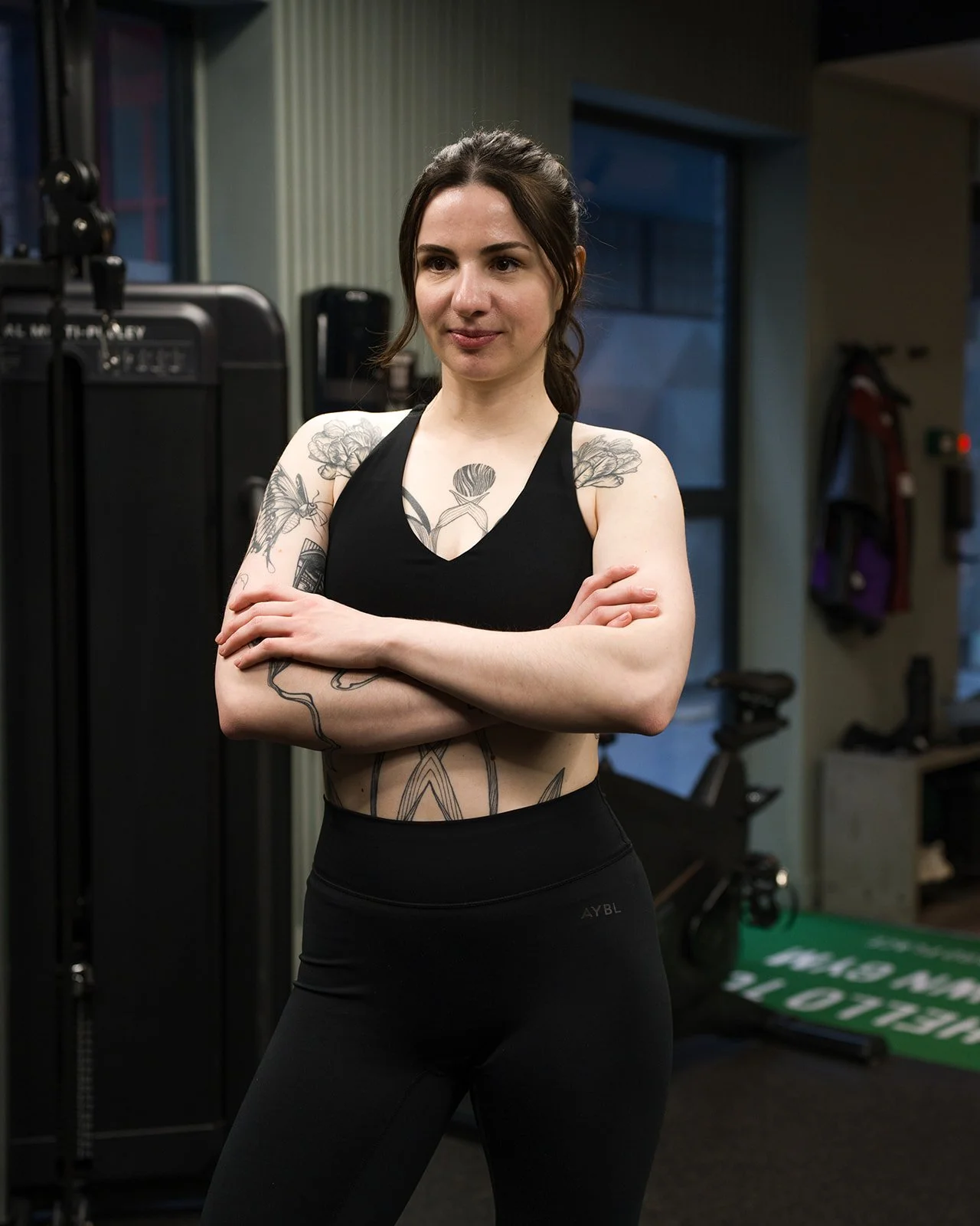 Woman weight training in gym