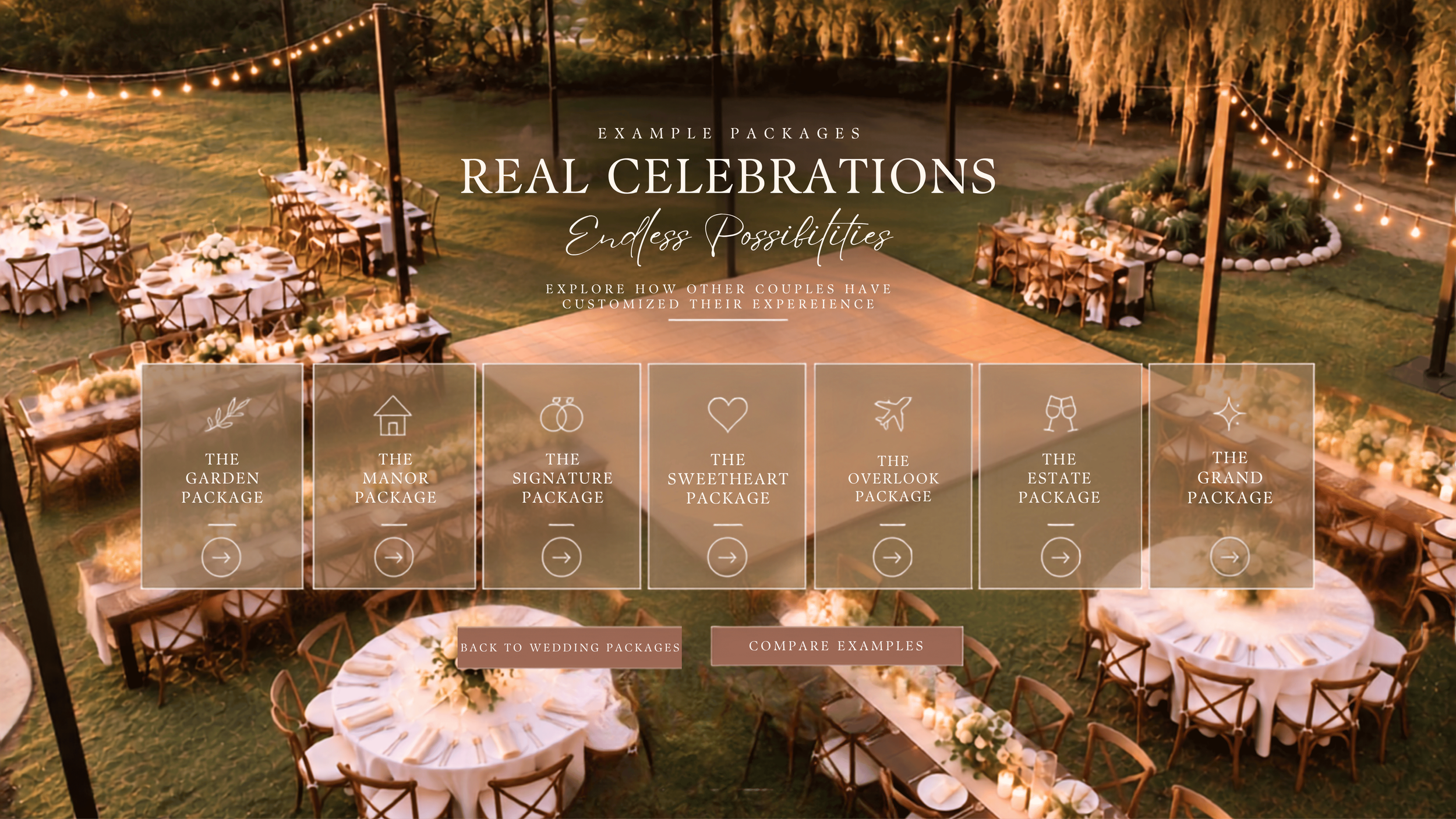 Example Wedding Packages at The Mansion at ColoVista
