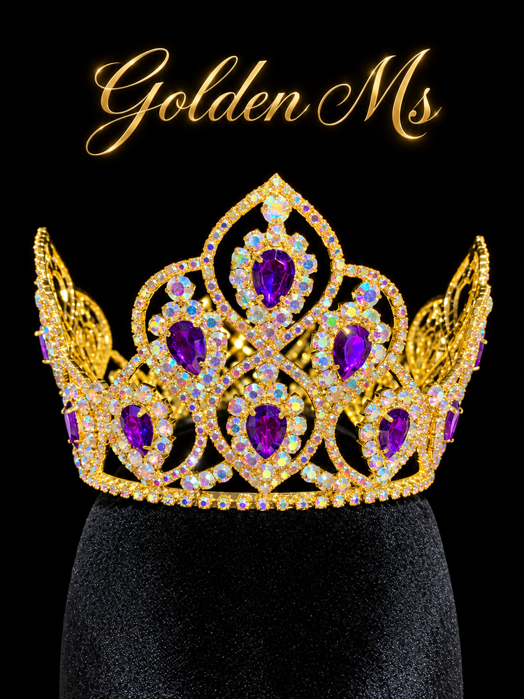 Gold crown with purple stones awarded to the Golden Ms. division winner