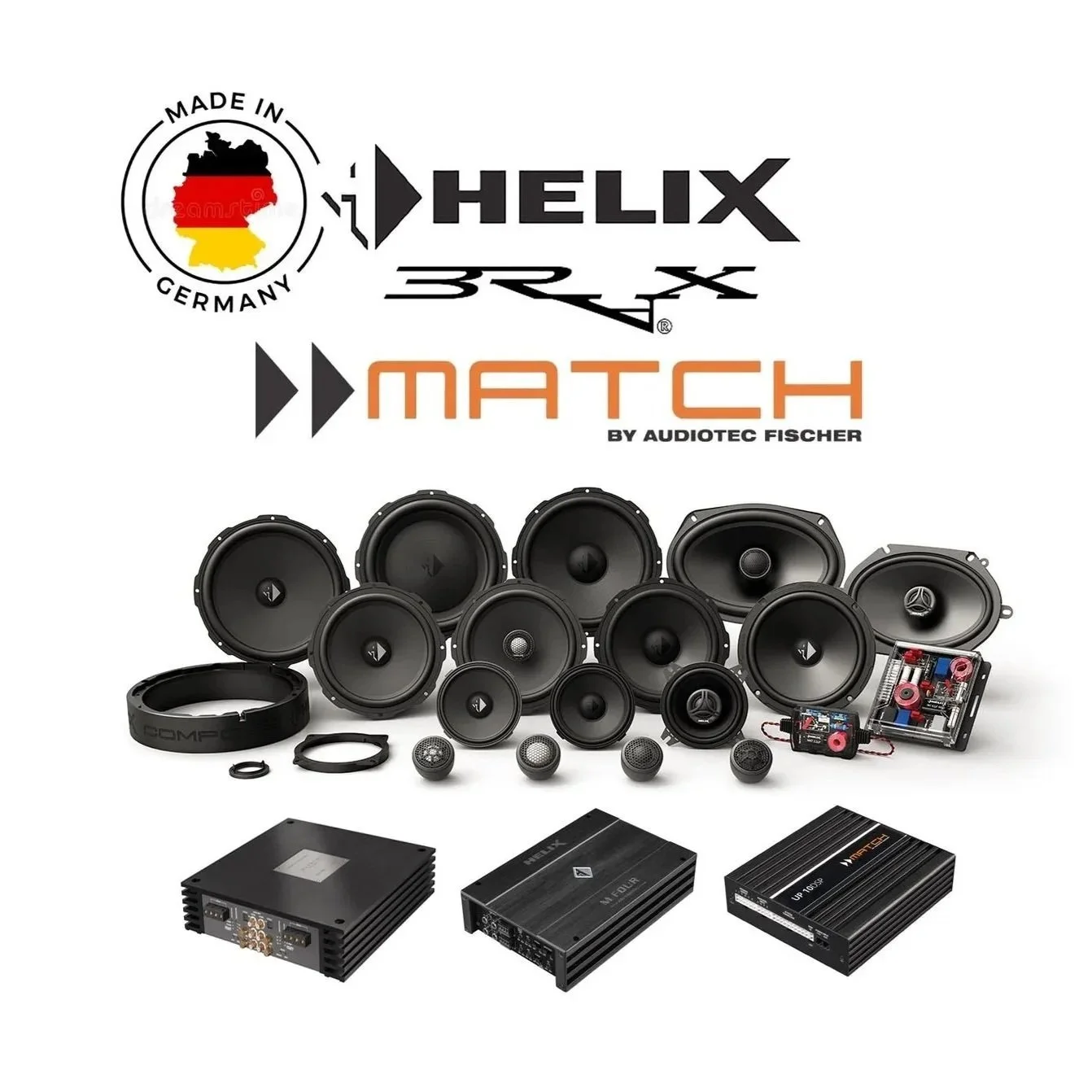 Componentes de audio HELIX, MATCH y BRAX de Audiotec Fischer
