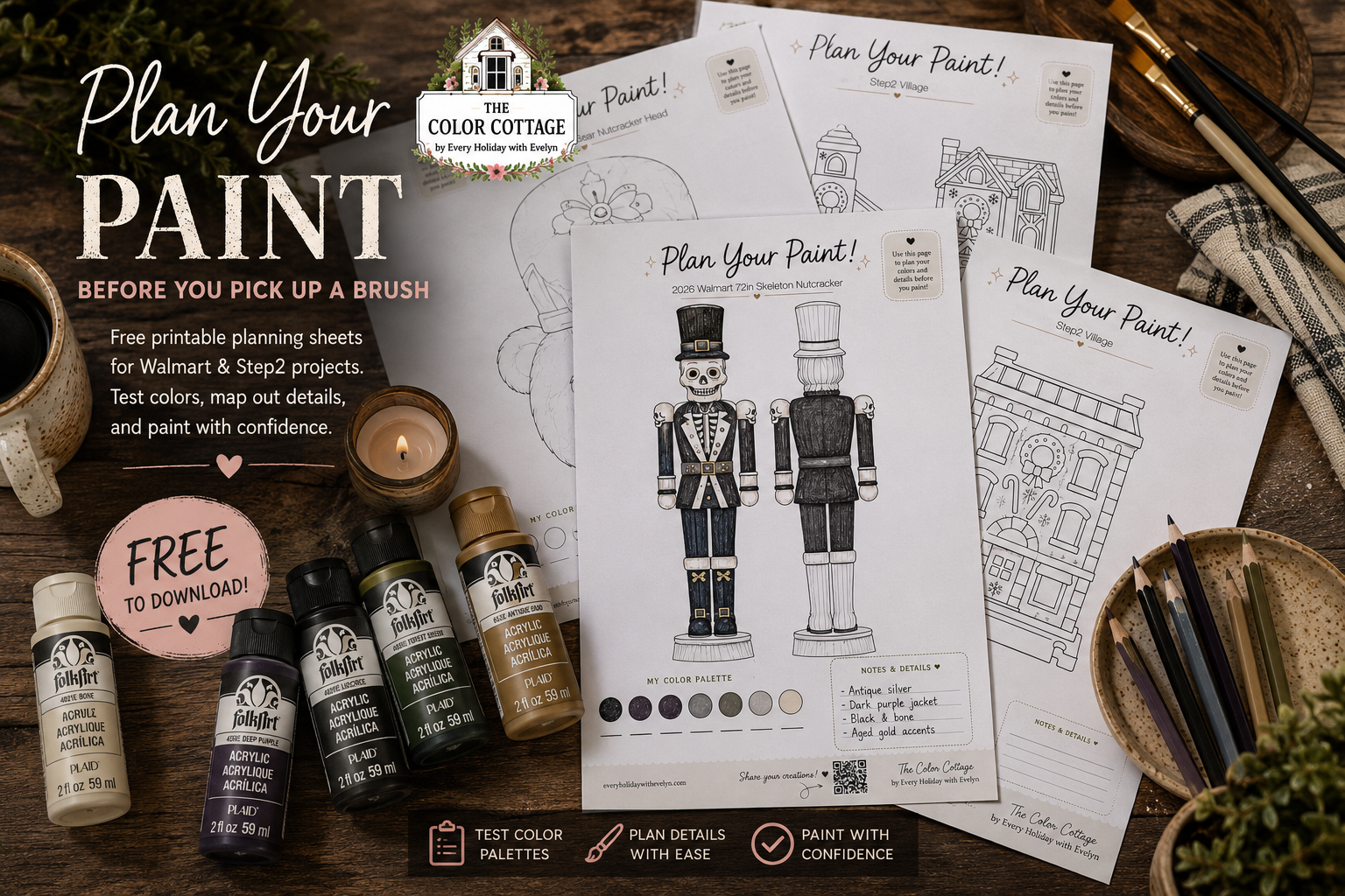 Paint planning sheets for holiday projects