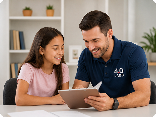 A 4.0 Labs educator identifying a student's primary learning needs
