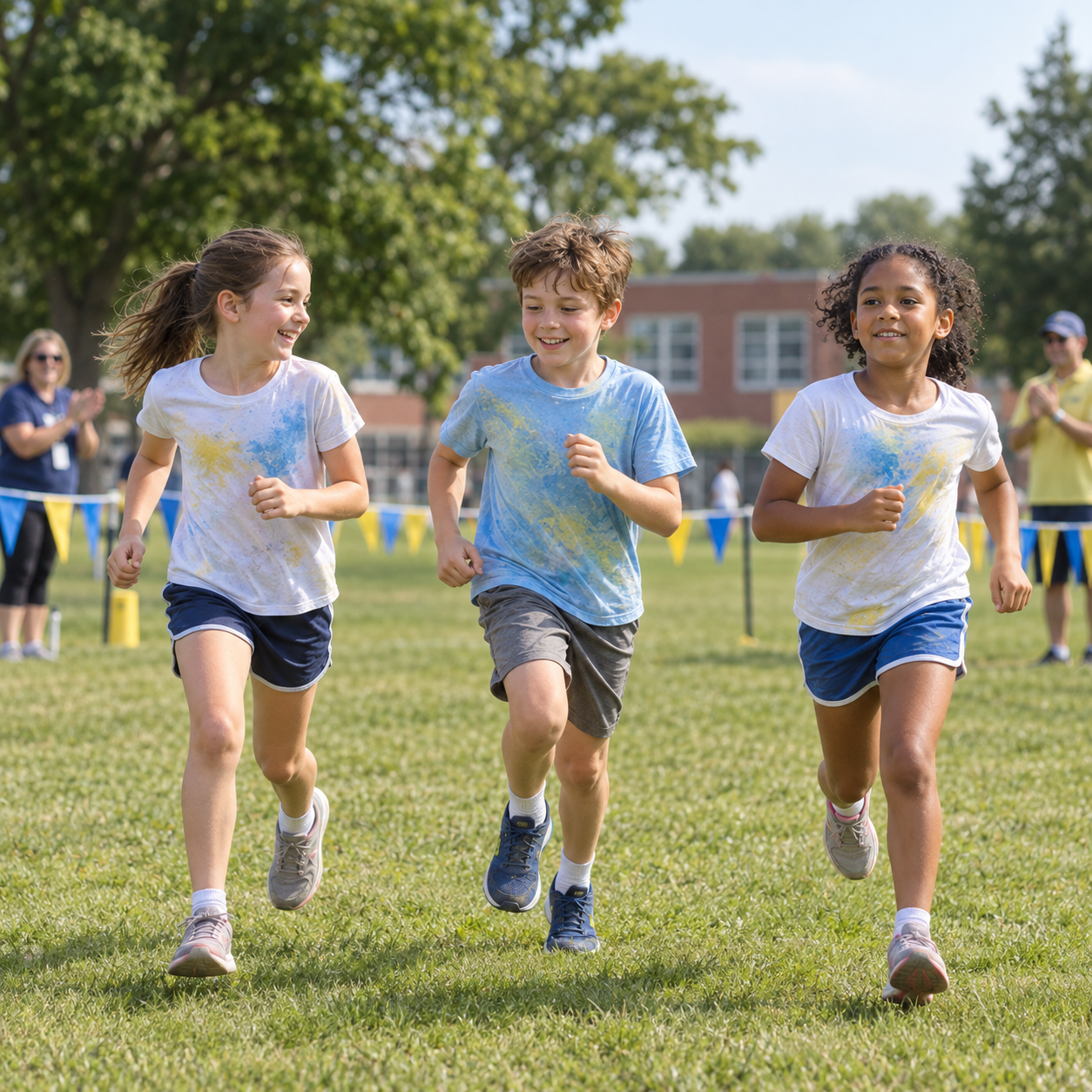 Students enjoying a SchoolSpark Color Run fundraiser