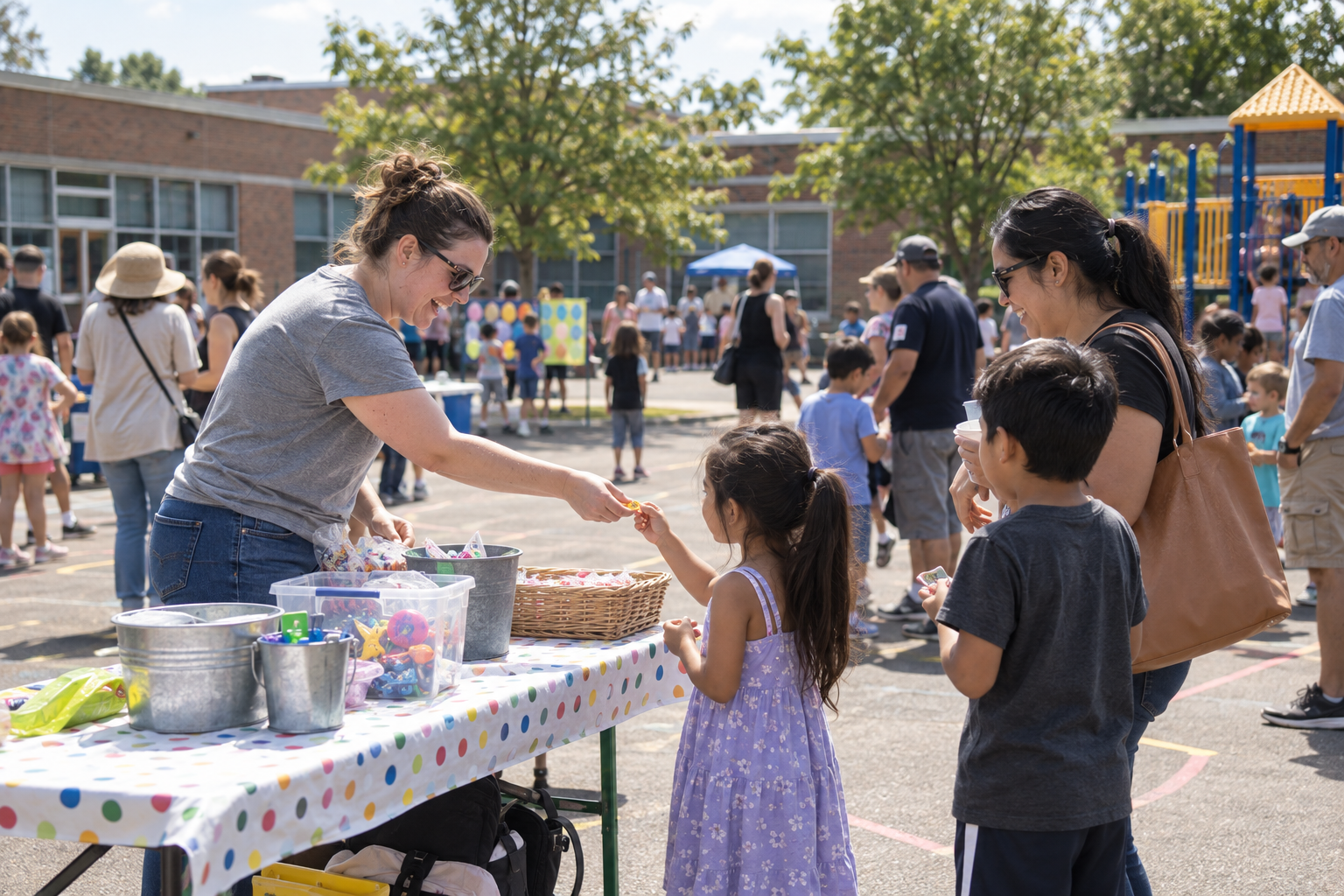 A family enjoying a SchoolSpark fundraising event