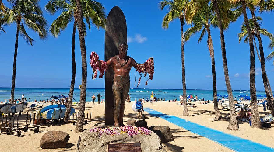 Waikiki coastline and hotels in Honolulu, Oahu