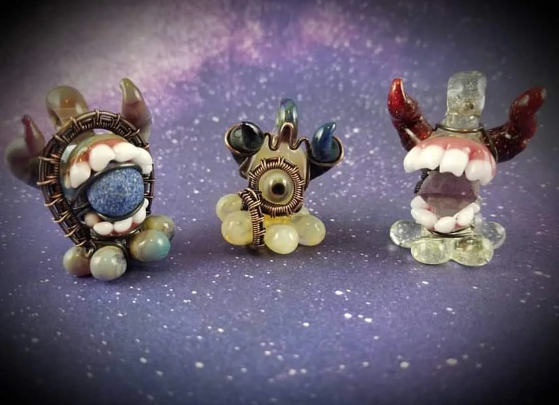 Gubsglass handblown pendants wire wrapped