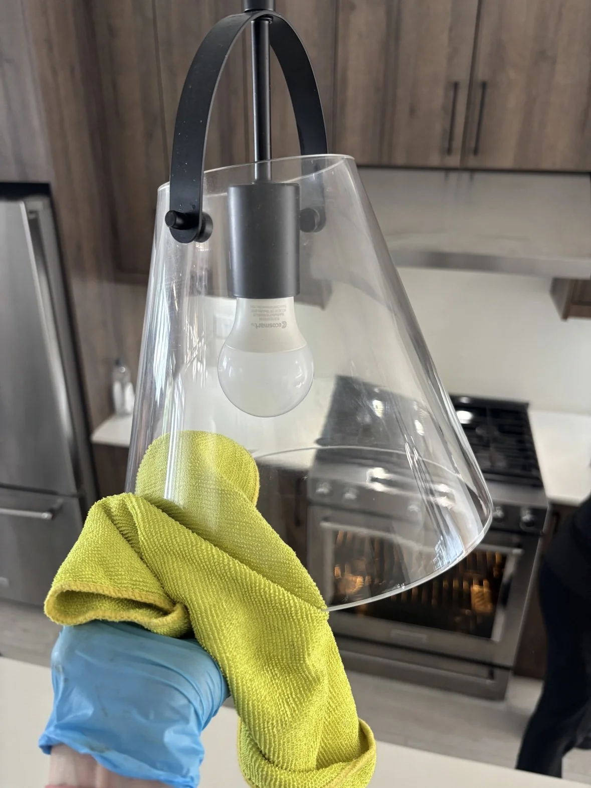 Glass pendant light shade crystal clear after cleaning