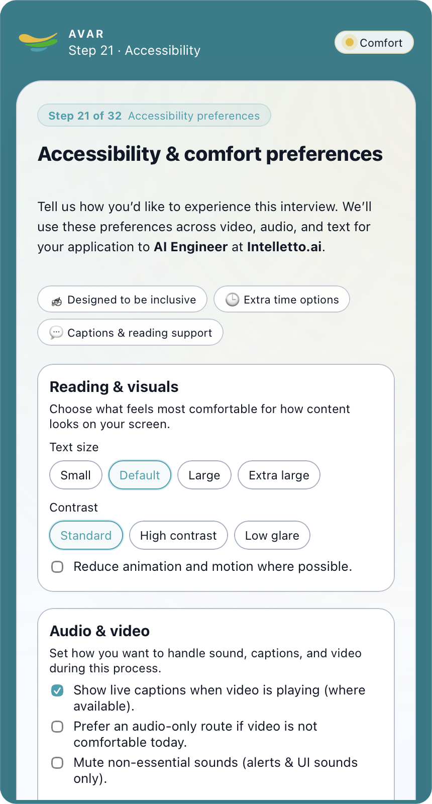 Step 21 – Accessibility & comfort