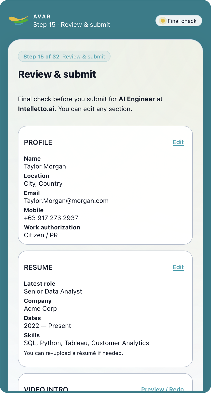 Step 15 – Review and submit