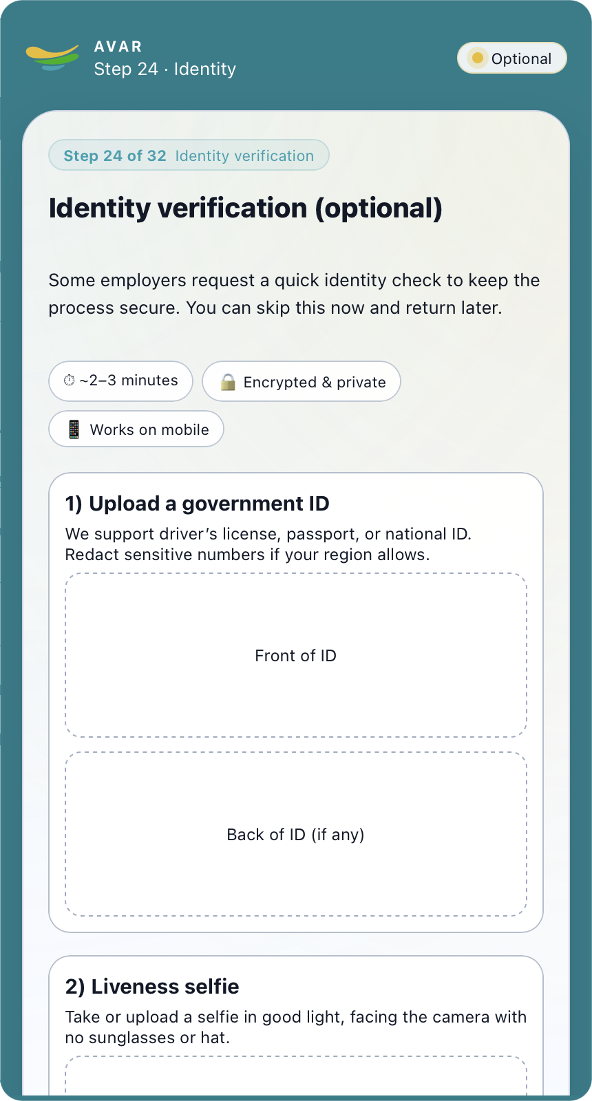 Step 24 – Identity verification
