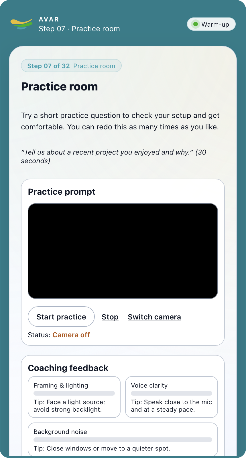 Step 07 – Practice room