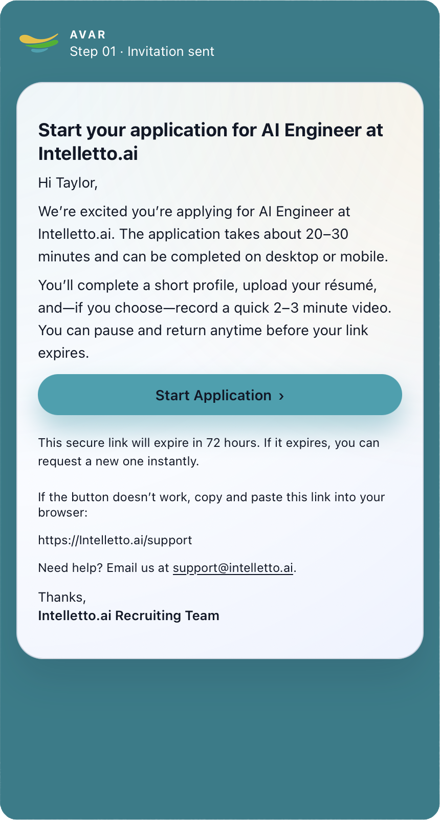 Step 01 – Invitation sent