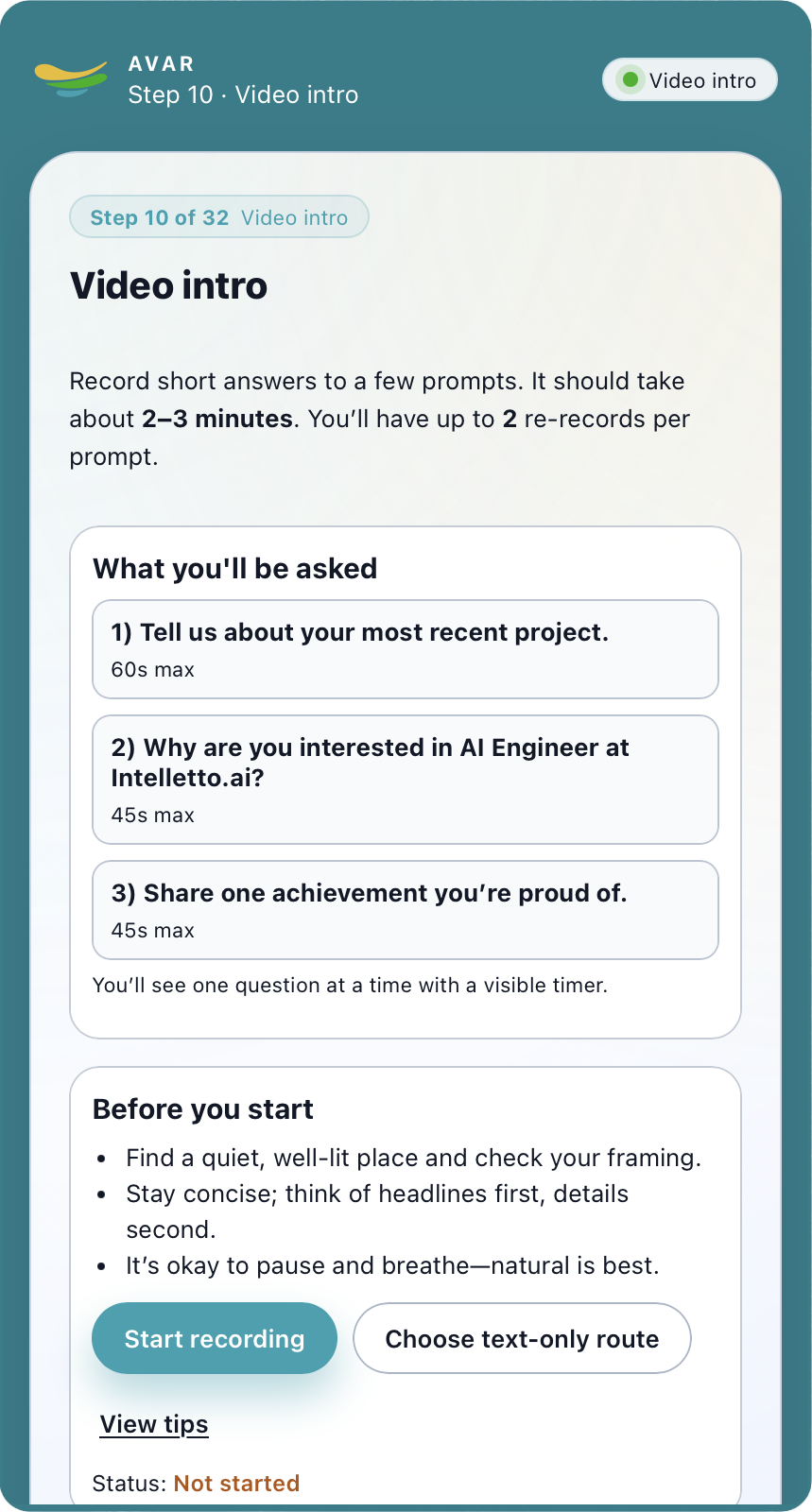 Step 10 – Video intro