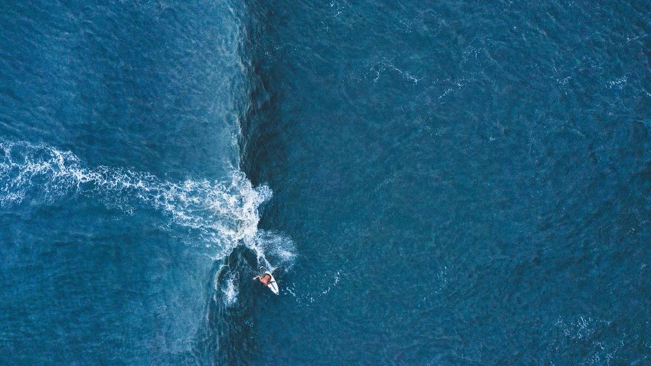 Aerial view of surfers off St. Augustine