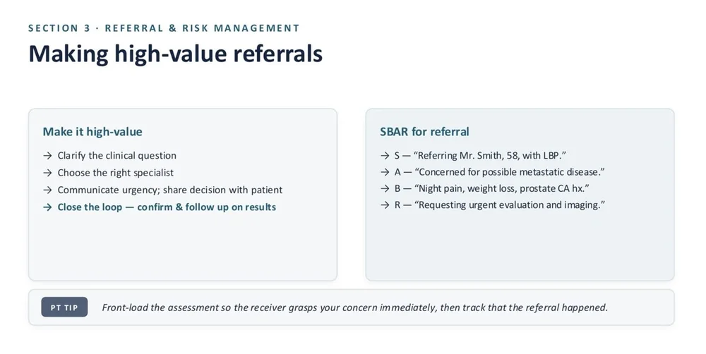 Slide on making high-value referrals with the SBAR format
