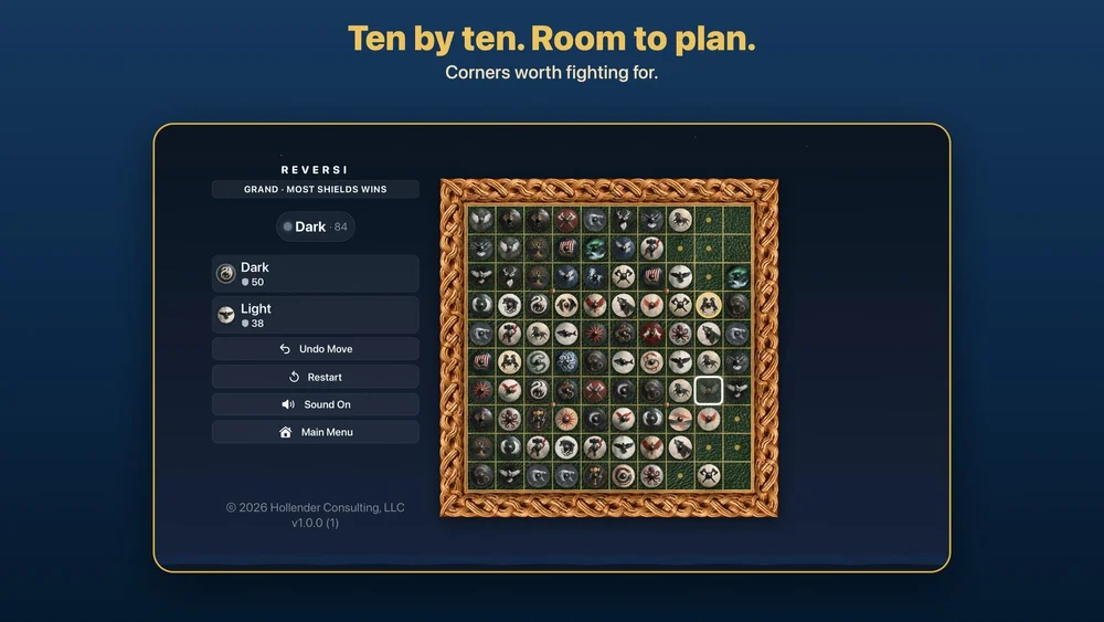 Apple TV screenshot: Ten by ten. Room to plan. Corners worth fighting for.