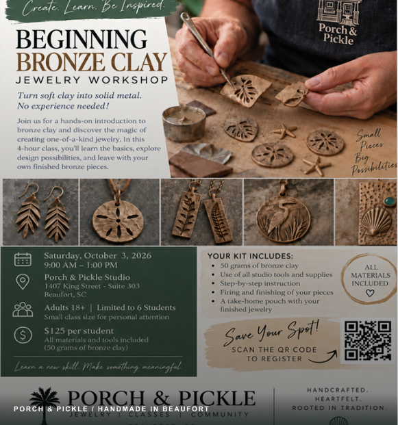 Beginning Bronze Clay Jewelry Workshop flyer