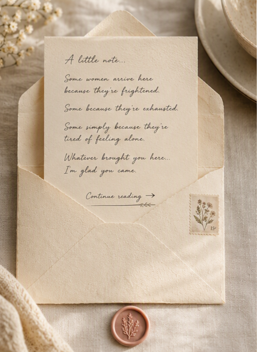 The opened envelope revealing a handwritten note