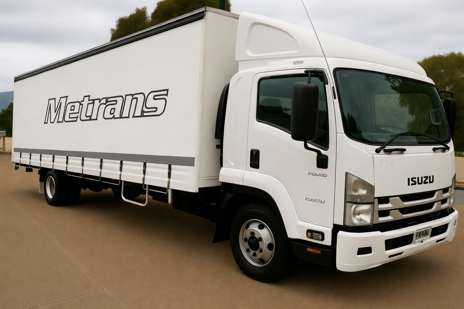 White 12-tonne Metrans hourly hire truck