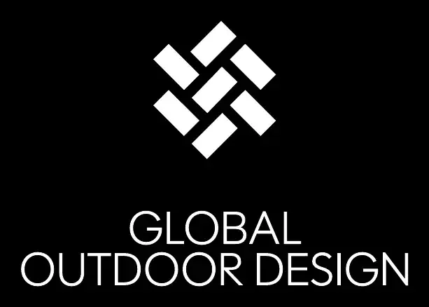 Global Outdoor Design secondary logo in white on black