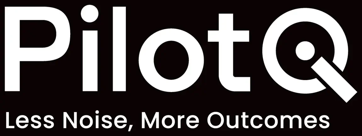 Pilot IQ primary logo in white on black, with the strapline
