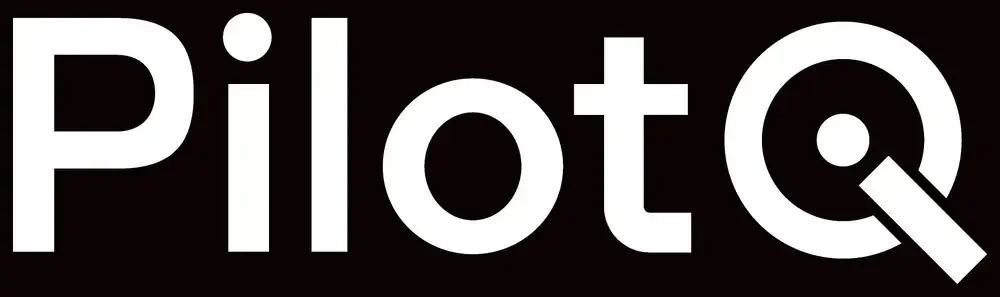 Pilot IQ logo without the strapline, in white on black