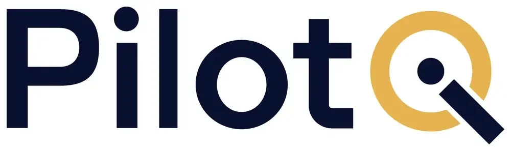 Pilot IQ logo without the strapline, in navy and gold
