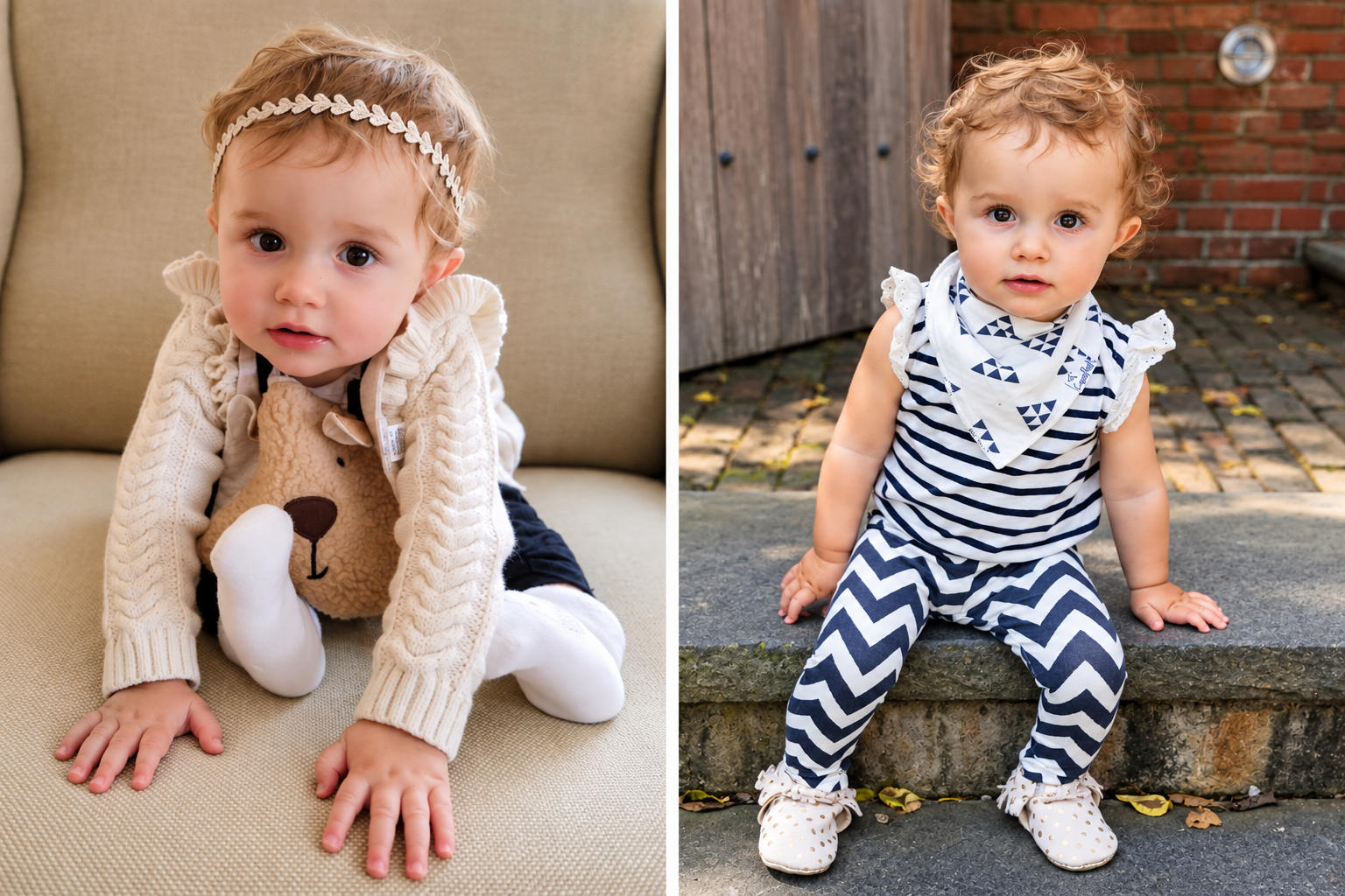 Two photos of Ellia as a toddler