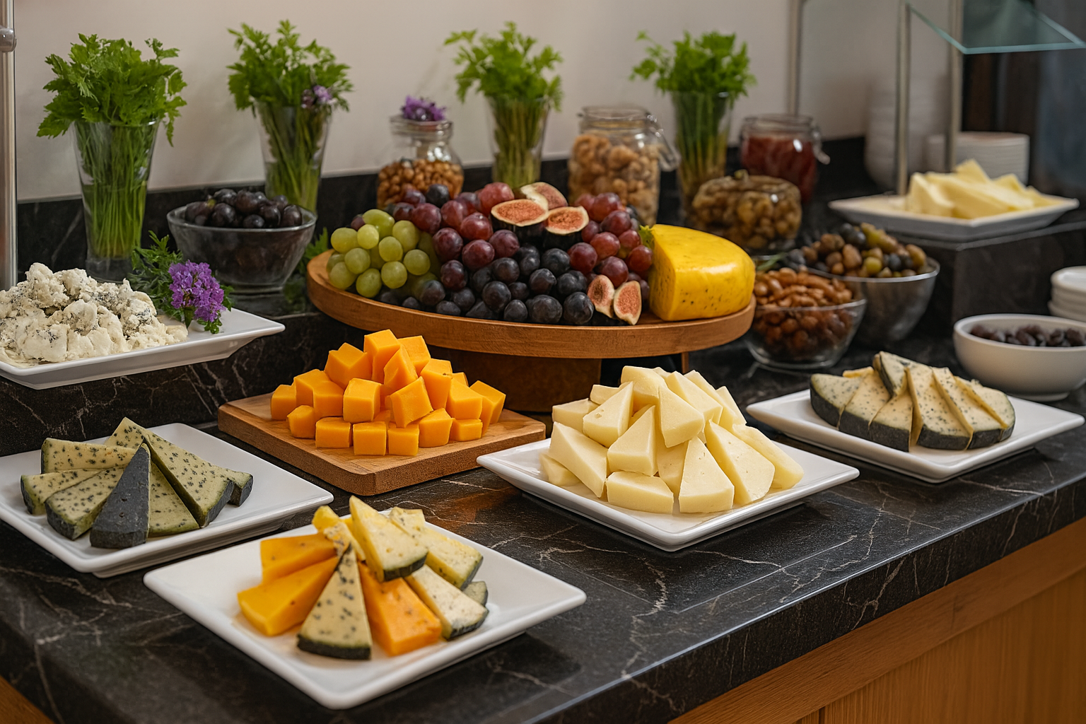 Hotel breakfast cheese buffet layout