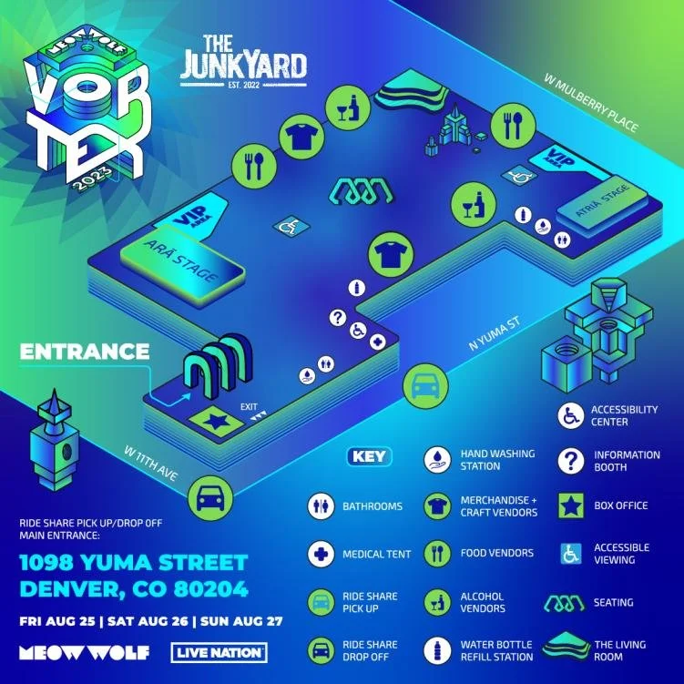 The Junkyard event map for Vortex 2023, Denver