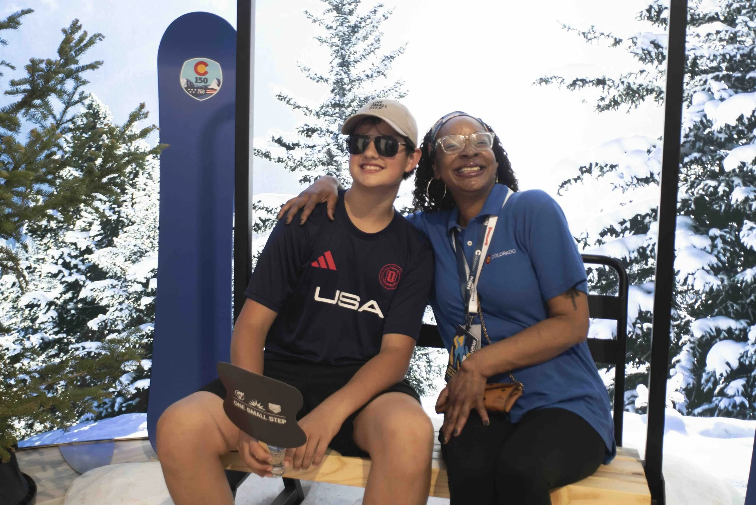 Ski lift bench photo opportunity
