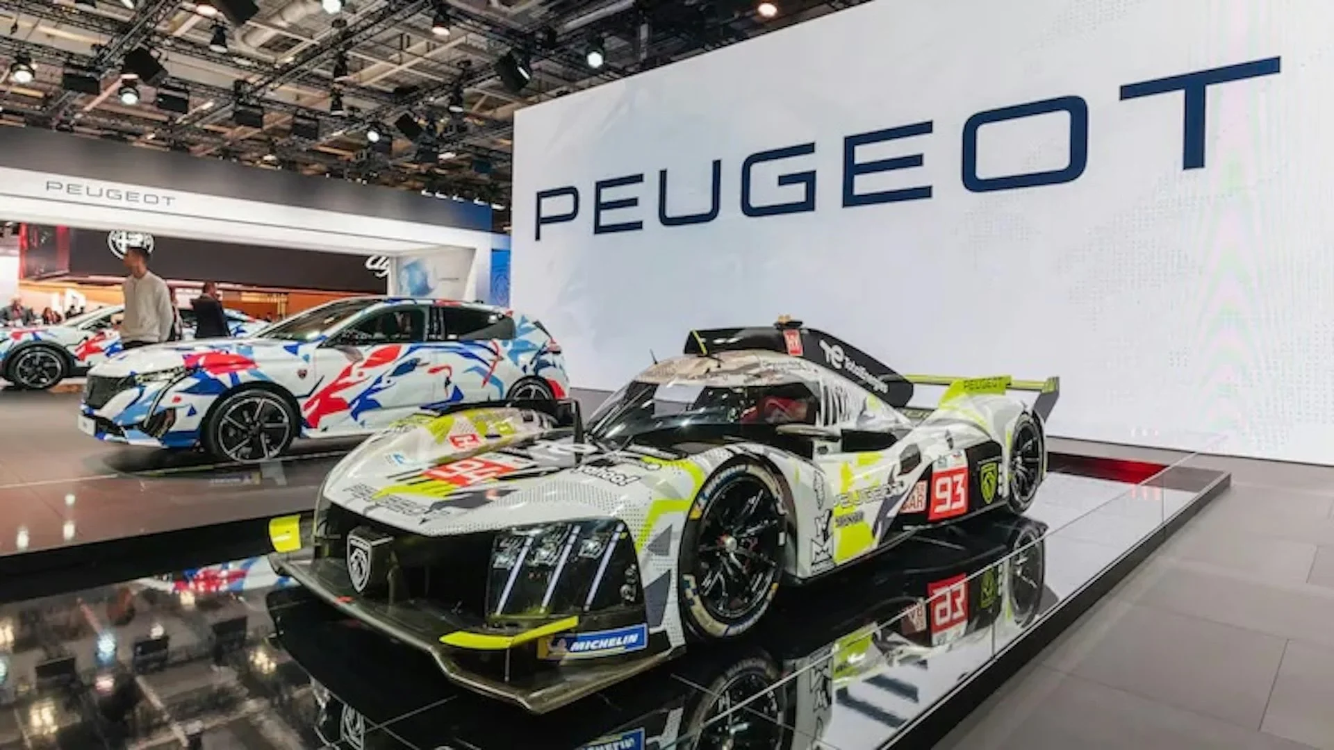 Peugeot race cars on display