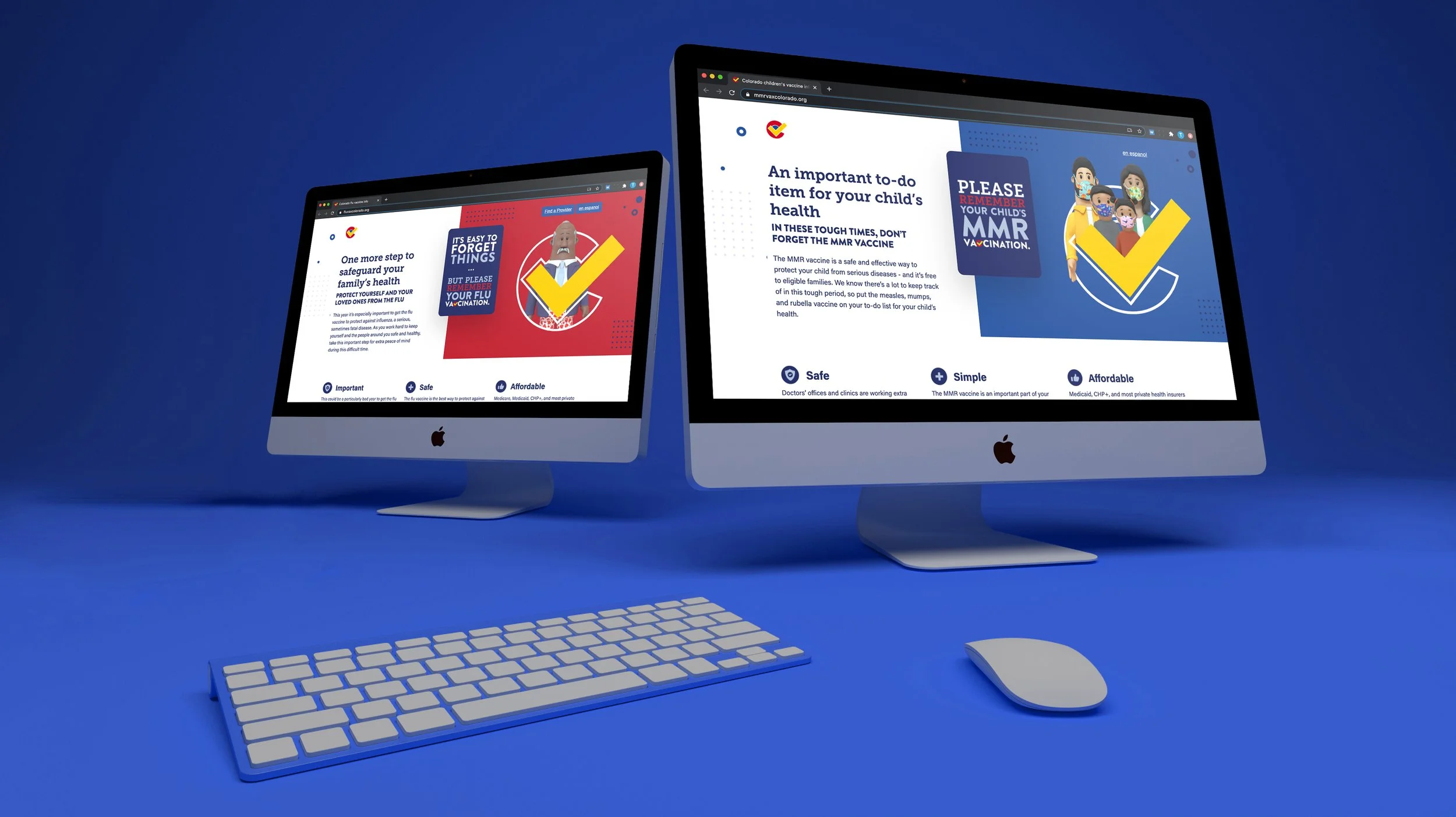 Landing page mockup on desktop screens