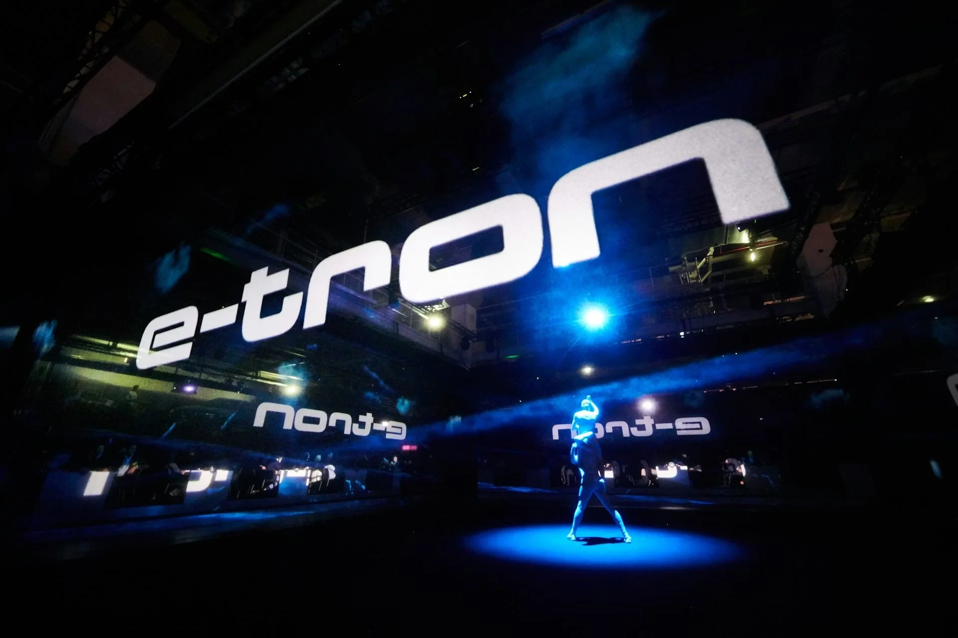 Audi e-tron projection with performer