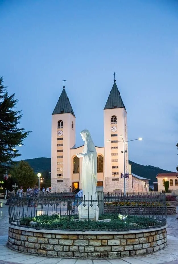 St. James Church in Međugorje at dusk