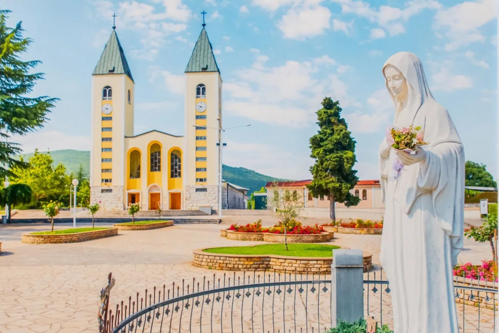 St. James Church and the statue of Our Lady