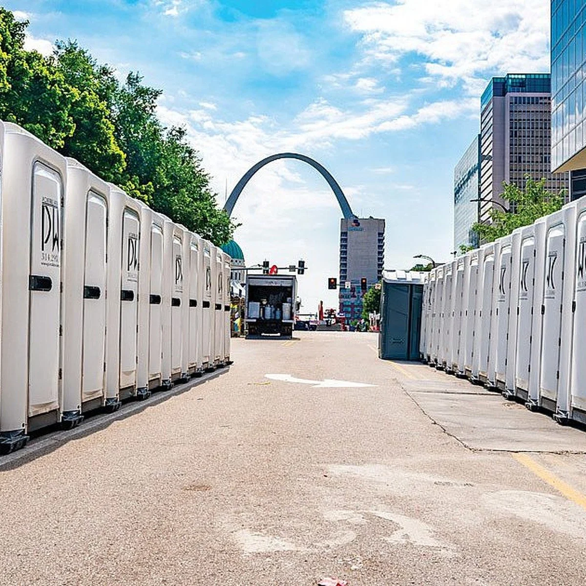 Temporary restroom units supporting daily site operations for construction toilets and fencing near me in Hollywood, FL.