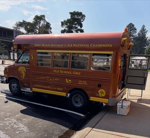 The Old School Griz bus at the GFPA tailgate