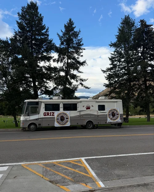 The GFPA tailgate RV outside the stadium