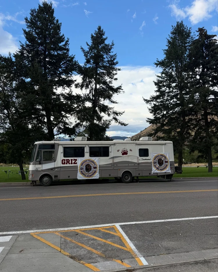 The GFPA tailgate RV outside Washington-Grizzly Stadium