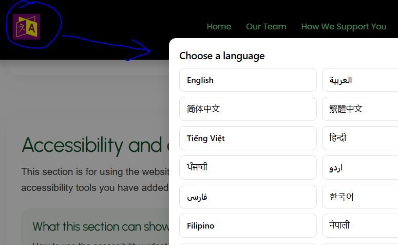 Website language translation feature