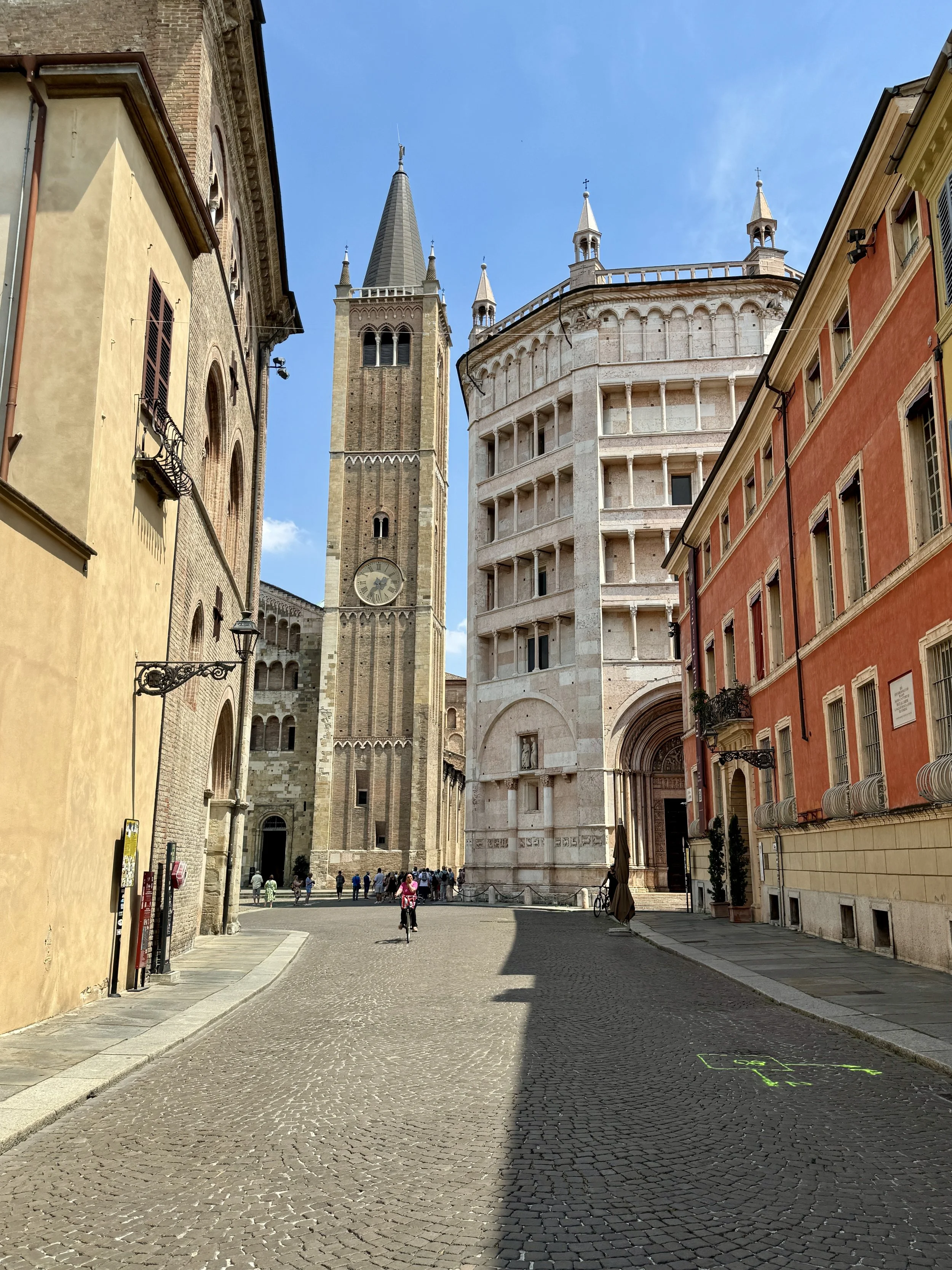 Parma Cathedral bell tower and Baptistery