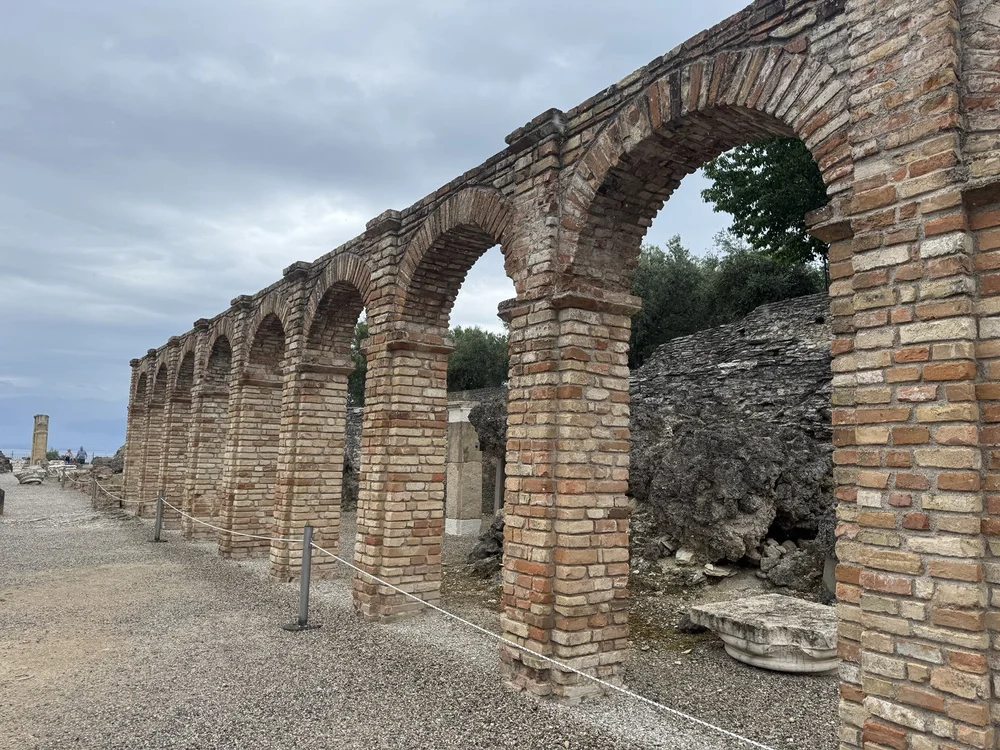 Brick arches within the Grotte di Catullo archaeological site in Sirmione