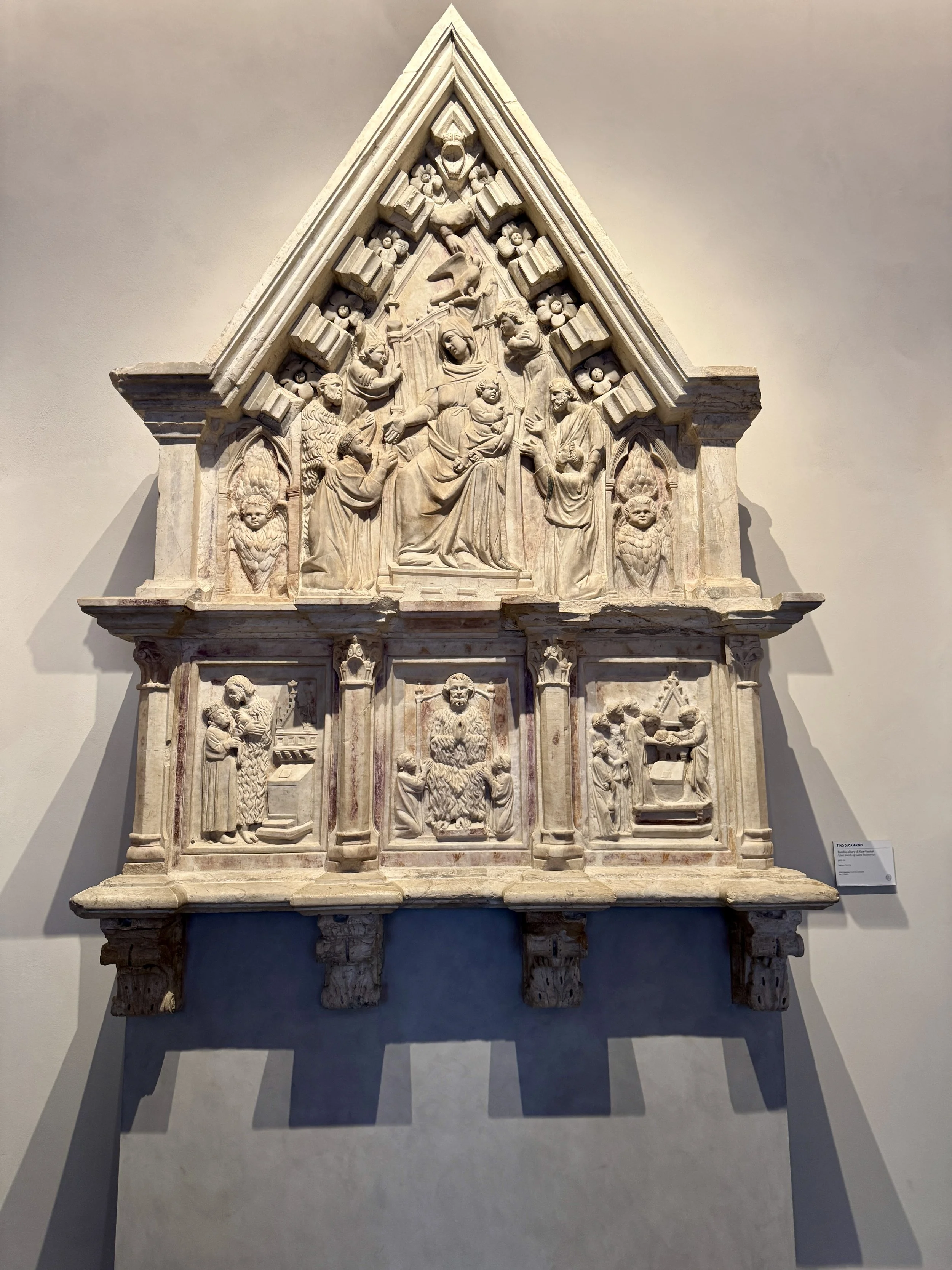 Medieval sculpted religious relief in Pisa’s Duomo Museum