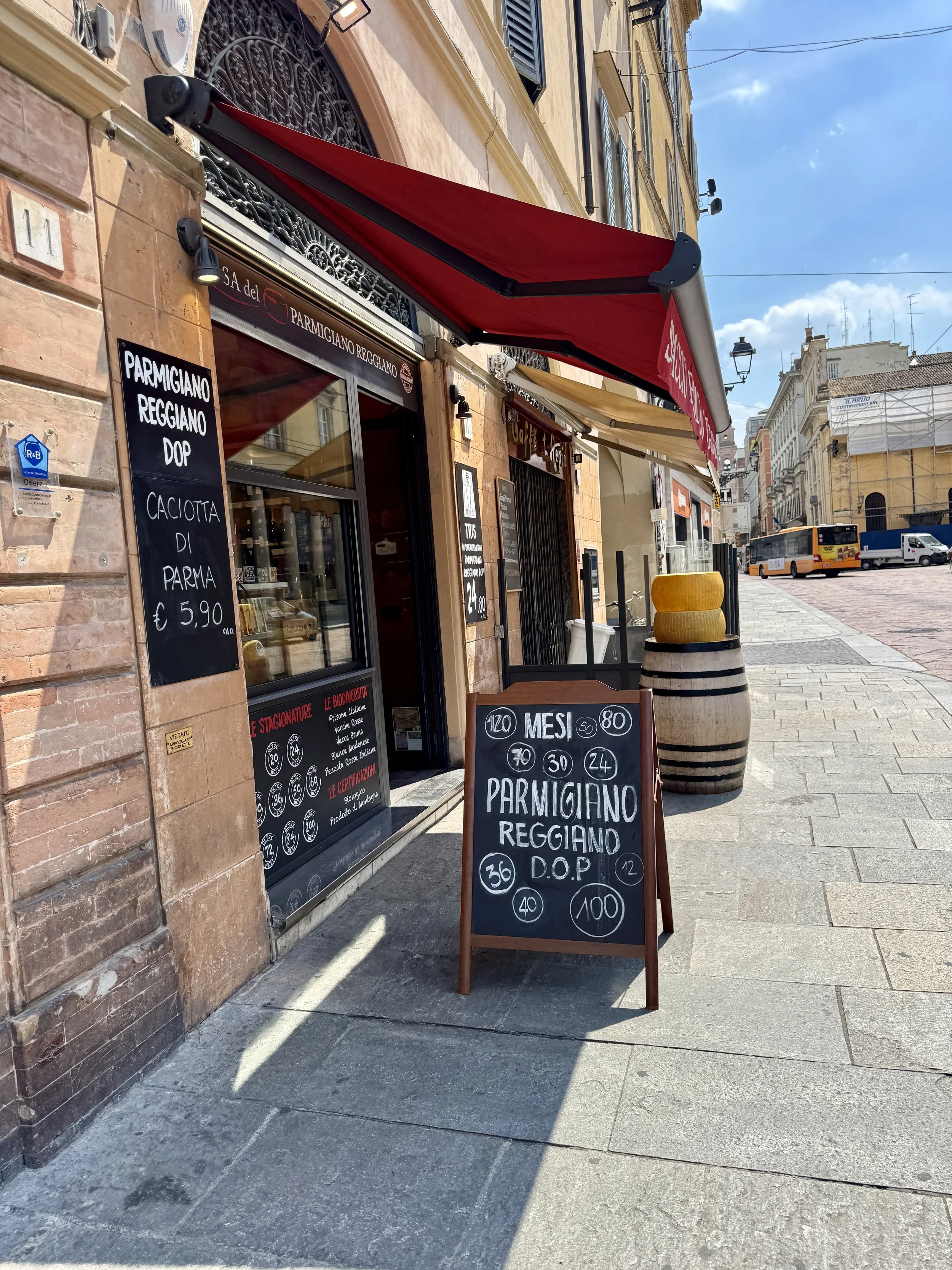 Parmigiano Reggiano cheese shop in Parma